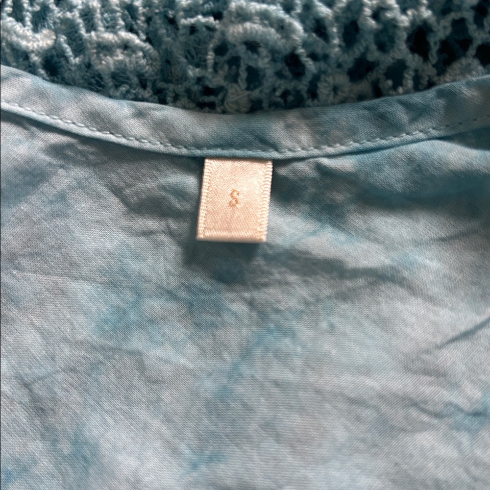 LoveShackFancy Blue Nerine Crocheted Lace Blouse - Picture 7 of 9
